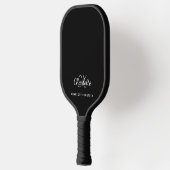 Zwart wit monogram initialen naam pickleball paddle (Links)