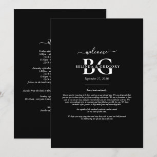 Zwart Wit Monogram Initialen Trouwroute Programma