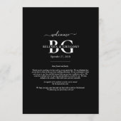 Zwart Wit Monogram Initialen Trouwroute Programma (Voorkant)