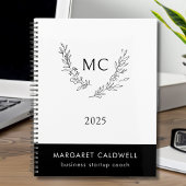Zwart-wit Monogram Krans 2025 Planner