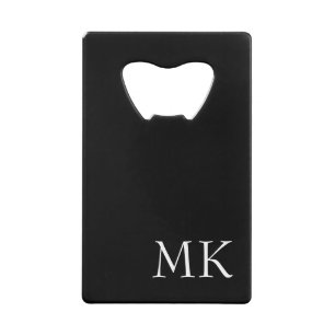 Zwart wit monogram kredietkaart flessenopener