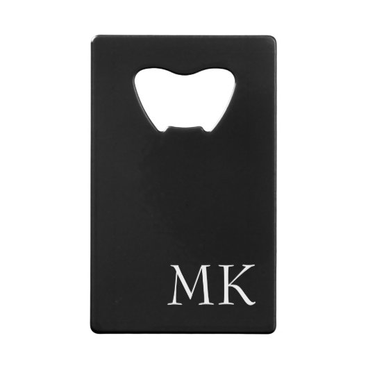 Zwart wit monogram kredietkaart flessenopener (Achterkant)