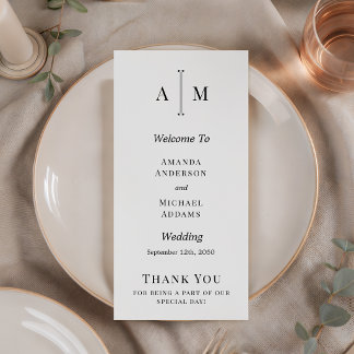 Zwart Wit Monogram Minimaal Huwelijksprogramma