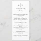 Zwart Wit Monogram Minimaal Huwelijksprogramma Menu (Voorkant)
