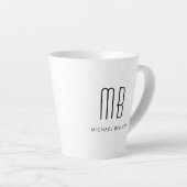 Zwart-wit monogram - minimalistisch latte mok (Rechterhoek)