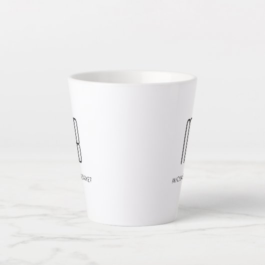 Zwart-wit monogram - minimalistisch latte mok (Voorkant)