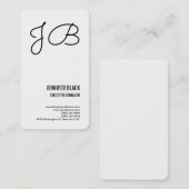 Zwart wit monogram minimalistisch modern visitekaartje (Voorkant / Achterkant)