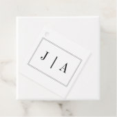 Zwart-Wit Monogram Modern Eenvoudig Huwelijk Bedankjes Labels (In situ)