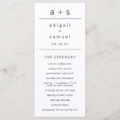 Zwart-wit monogram Modern minimalistisch huwelijk Programma (Voorkant)