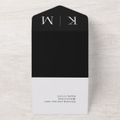 Zwart-wit-Monogram-Modern-Wedding- All In One Uitnodiging (Buitenkant)