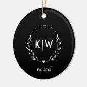 Zwart-Wit | Monogram moderne Initialen Keramisch Ornament (Links)