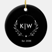 Zwart-Wit | Monogram moderne Initialen Keramisch Ornament (Achterkant)