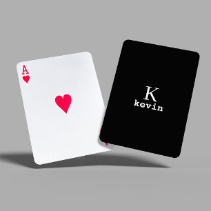 Zwart-wit monogram naam gepersonaliseerd pokerkaarten
