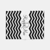 Zwart-wit Monogram Naam Keepsake Chevron Fleece Deken (Voorkant (Horizontaal))