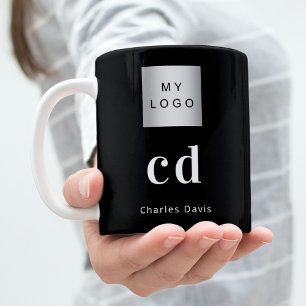Zwart wit monogram naam koffiemok