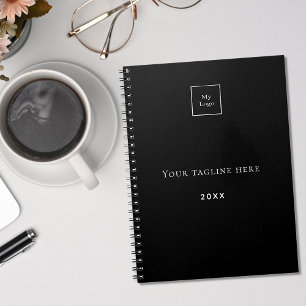 Zwart wit monogram naam logo bedrijf notitieboek