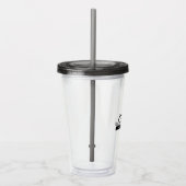 Zwart Wit Monogram Naam Modern Eenvoudig Acryl Drinkbeker (Rechts)