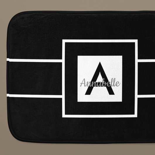 Zwart wit monogram op maat badmat
