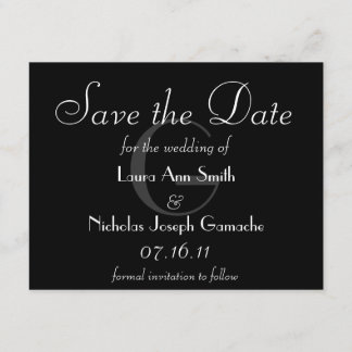  zwart-wit monogram Opslaan datum Save The Date