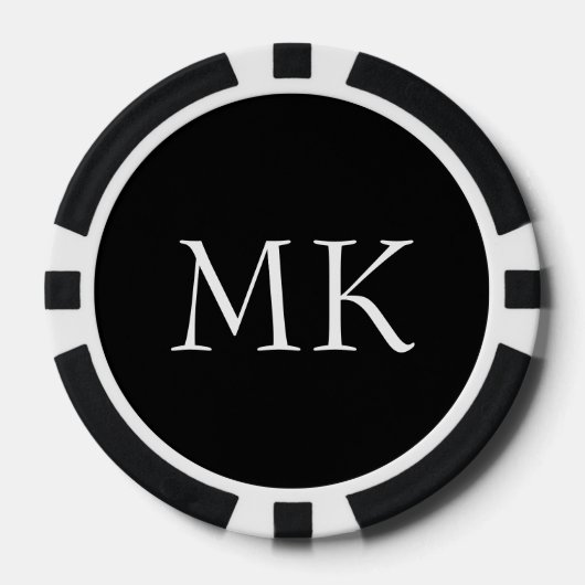 Zwart wit monogram poker chips (Voorkant)