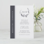 Zwart-wit Monogram QR Code Bruiloft Kaart (Staand voorkant)