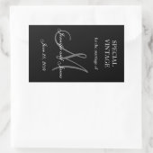 Zwart-wit Monogram Rechthoek Bruiloft Labels (Tas)