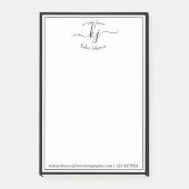 Zwart wit monogram script op bureau van post-it® notes (Voorkant)