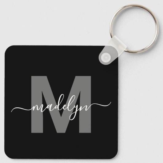 Zwart wit monogram sleutelhanger (Achterkant)
