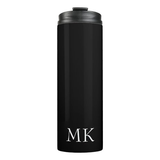 Zwart wit monogram thermosbeker (Voorkant)