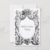 Zwart-wit Monogram Victoriaans kuif Kaart (Achterkant)