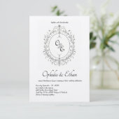 Zwart-wit Monogram Victoriaans kuif Kaart (Staand voorkant)