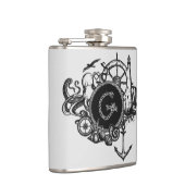 Zwart-wit monogramme Nautisch thema Heupfles (Rechts)