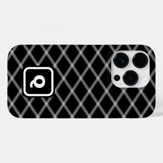 Zwart-wit Monogrammed Art Deco Diamonds Case-Mate iPhone Case (Achterkant (horizontaal))