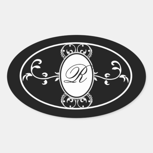 Zwart Wit Monogrammed Bruiloft Favor Zeep Label (Voorkant)