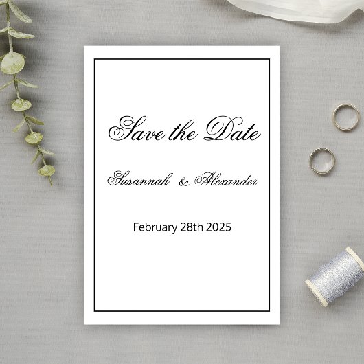 Zwart-wit Monogrammed Moderne Bruiloft Save The Date