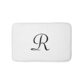 Zwart-wit Monogrammed Pluche Badmat (Voorkant)