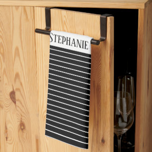 Zwart-wit Monogrammen Camouflage Stripes Patronen Theedoek