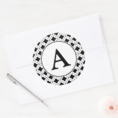 Zwart-wit monogramstickers ronde sticker (Envelop)