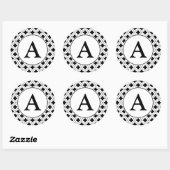 Zwart-wit monogramstickers ronde sticker (Vel)