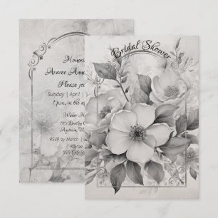 Zwart-wit Monotone Witte Rozen Gouden Lijst Save The Date