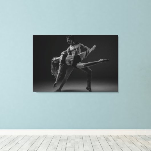 Zwart-wit Mooi Ballet Paar Wall Art Canvas Afdruk (Insitu (Houten vloer))