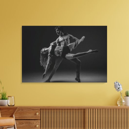Zwart-wit Mooi Ballet Paar Wall Art Canvas Afdruk (Insitu (Woonkamer))