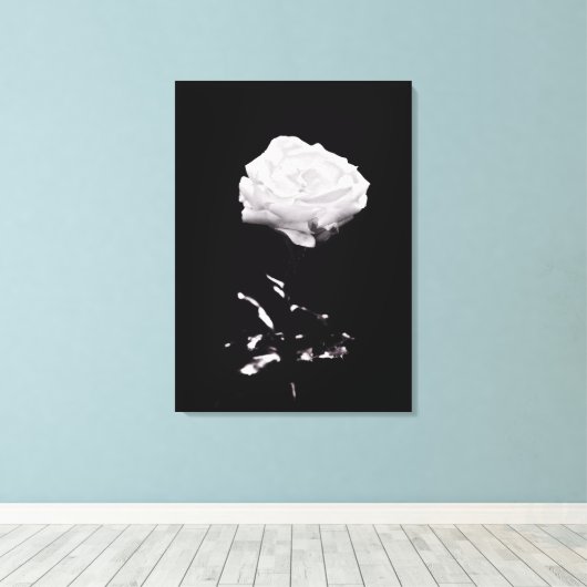 Zwart-wit mooi Roos close-up Canvas Afdruk (Insitu (Houten vloer))