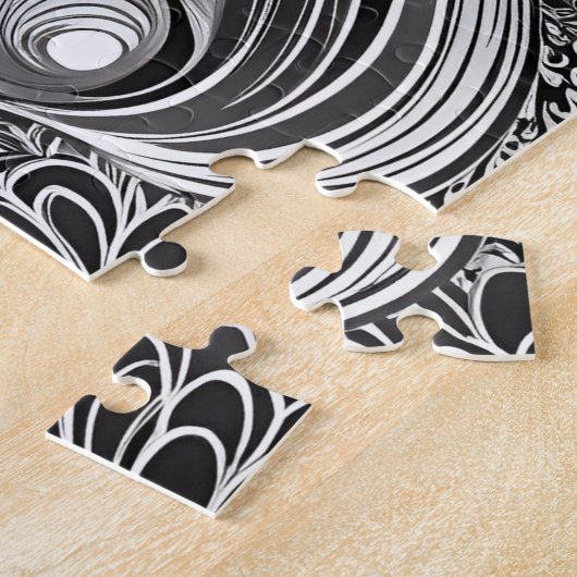 Zwart & Wit Mooie Elegante Silhouette Vrouw Legpuzzel (Zijkant)