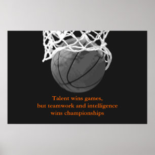 Zwart wit Motivatie Citaat Basketball Poster