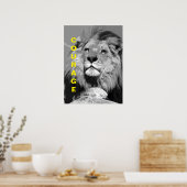 Zwart Wit Motivatie Courage Lion Poster (Keuken)