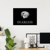 Zwart & Wit Motivatie Fearless Eagle Poster (Thuiskantoor)