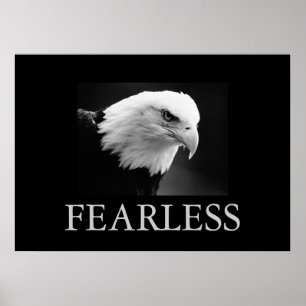 Zwart & Wit Motivatie Fearless Eagle Poster