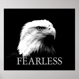 Zwart & Wit Motivatie Fearless Eagle Poster