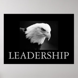 Zwart-wit Motivatie leiderschap Eagle Poster